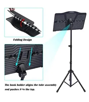 Klvied Sheet Music Stand With Violin Hanger Portable Folding Violin Stand Fol • $30