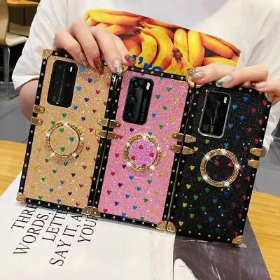 Luxury Square Bling Glitter Heart Case For Samsung S23 Ultra S22 S21 Plus Cover • $15.38