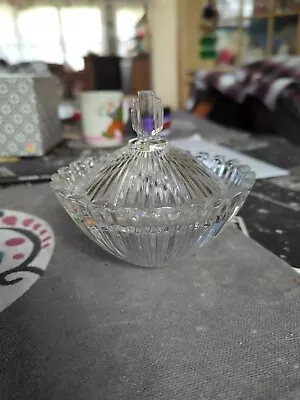 Mikasa Marquette 4.5  Crystal Clear Glass Ribbed Lidded Dish Art Candy Trinket • $12.98