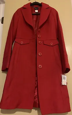 NEW Miss Sixty Brand Red Wool Coat Button Front Women's Coat SM SzS Small NWT • $89.99