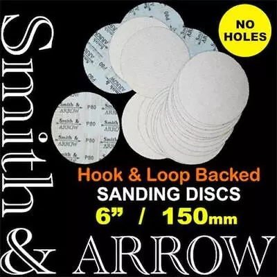 HOOK AND LOOP DISCS 150mm 6  NO HOLE SANDING PAD ORBITAL SANDPAPER SANDER METAL • $31.20