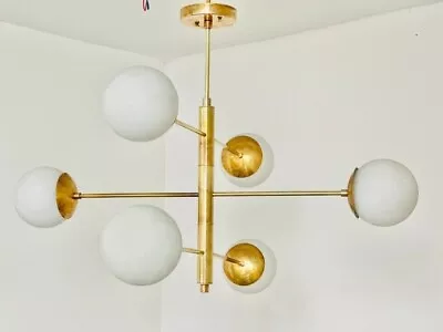 Mid Century Modern - Dining Room Lighting - Brass Hanging Light - Ceiling Pendan • $349