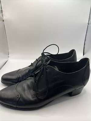 P.S.Sport Peter Shepard Black Italian Leather Lace Up Heeled Oxford Shoe 9.5 • $55