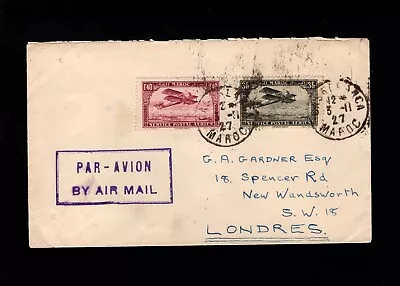 MAROCCO Airmail To London 1927 Bank Of British West Africa Casablanca Cover 1Q • $27.50