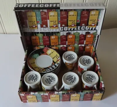 Espresso Cups & Saucer Set X 6 Create Just Mugs Original Box Brown Bronze Green • £7.50