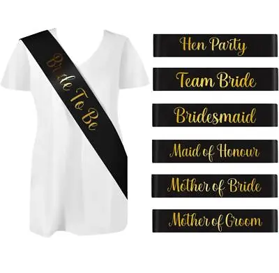 £3.49 • Buy Black & Gold Hen Party Team Bride Sashes Bridal Shower Wedding Party Favours 