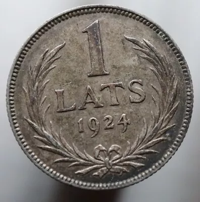 1 Lats 1924 - Latvia KM #7 Silver Coin -  R754  • £9.63