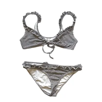 Solid & Striped Milly Bikini Bathing Suit Swim Womens Small Large Stripe Ruffle • $38.74