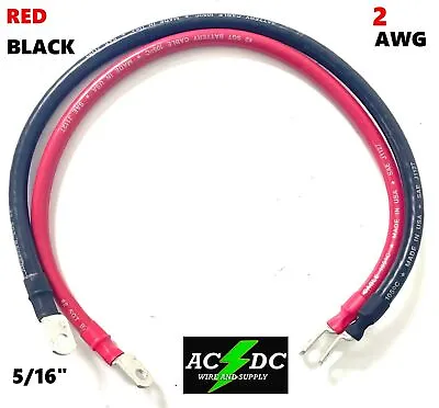 6 IN 2 AWG Gauge  5/16  Lug Battery Cable Inverter Cables Solar RV CarGolf • $11