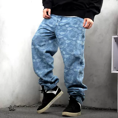 Mens Hip-Hop Jeans Denim Ecko Relaxed Baggy Loose Streetwear Pants Trousers Sz • £37.79