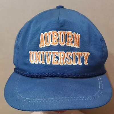 Vintage Auburn University Tigers Blue Leather Strapback Rope Hat       (T1) • $53.99