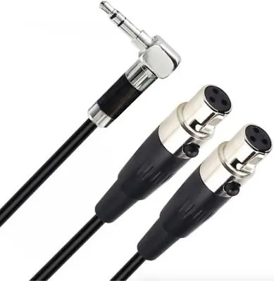 Dual Mini 3-Pin XLR Female To 3.5mm 1/8  TRS Male Plug Y Audio Cable 1.8m • £17.95