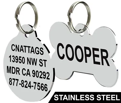 Stainless Steel Pet ID Tags Dog Tags Personalized Front And Back Engraving • $4.95