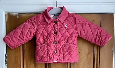 Joules Baby Girl  Pink Quilted Jacket Sz 6-9 Months • £2