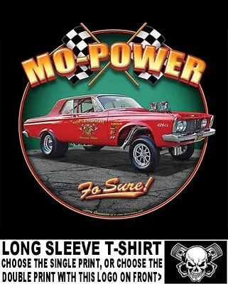 Vintage 1963 Bad Ass 426 Hemi Mo-Power Gasser Drag Race Skull Car T-shirt AB74 • $34.99