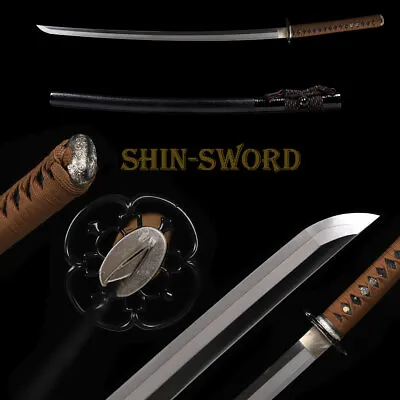 Handmade Japanese Katana Sword Clay Tempered L6 Steel Suguha Hamon Battle Ready • $880