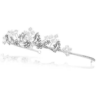 $17.99 • Buy Handmade Floral Bridal Headpiece Rhinestone Crystal Prom Wedding Tiara V949