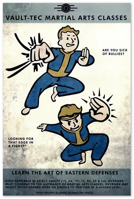 Fallout Poster Vault Boy -Vault Tech Martial Arts Video Game Poster • $26.99
