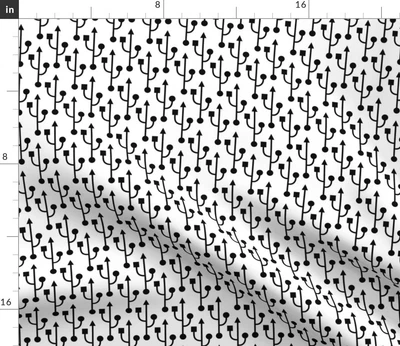 $16 • Buy Usb Computers Connections Black And White Spoonflower Fabric By The Yard