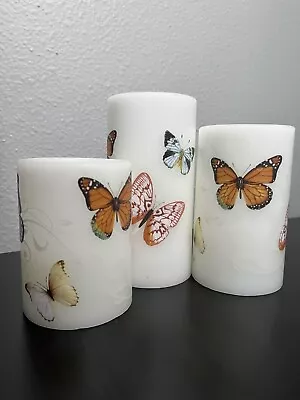 Flameless Candle Set With Decorative Butterflies  • $10