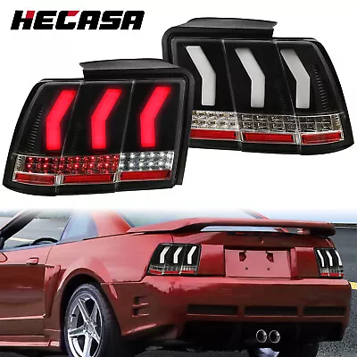 HECASA LED Tail Lights For 99-04 Ford Mustang Black Sequential Brake Lamps • $128