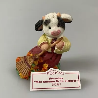 Marys Moo Moos November Autumn Be In Pictures Display Card Cow Figurine Retired • $12.99