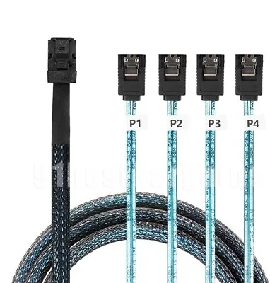 Internal HDD Mini SAS Cable SFF-8643 To 4 SATA Connect To Hard Drive 0.5 Or 1M • $11.94