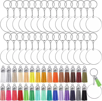 £11.11 • Buy 120 Pcs Keyring Making Kit, Tassel Keyring Chain, Acrylic Keyring Blanks With T