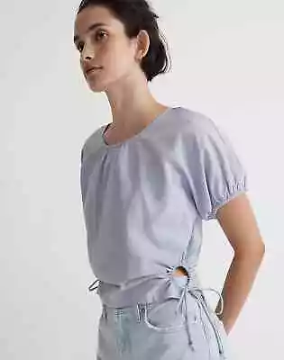 Madewell Size XL XLarge Chambray Blue Poplin Puff Sleeve Cutout Crop Top Women's • $24.99