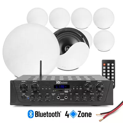 4-Zone Multi Room Ceiling Speaker System PV240BT Bluetooth Amplifier & 8x NCSS8 • £459