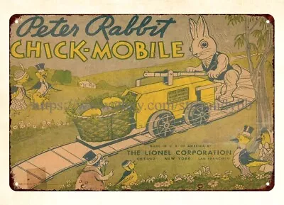 Metal Wall Art Coffee Shops LIONEL PETER RABBIT CHICK-MOBILE TOY Metal Tin Sign • $18.85