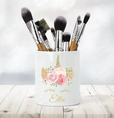 Personalised Unicorn Ceramic Storage Pot Make Up Brush POT Birthday Christmas • £15.99