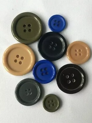 4 Hole Flat Coat Button15mm 18mm 19mm 20mm 23mm 25mm Blue Brown Grey Khaki Beige • £2.35