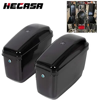 Motorcycle Hard Saddle Bags Trunk Luggage For Harley Honda Suzuki Yamaha Cruiser • $90.50