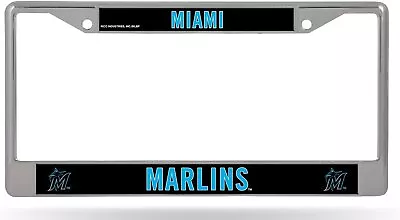 Miami Marlins Premium Metal License Plate Frame Chrome Tag Cover 12x6 Inch • $19.79