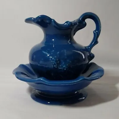 McCoy Pottery Pitcher & Basin  Williamsburg Blue W/ Grape Pattern  • $19.99