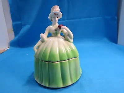 MID CENTURY ERA Art Deco Victorian Lady Figural Jewelry Powder Jar Trinket Box • $14.99