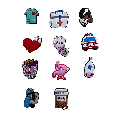 11 Pc Nurse Medical Charm Cartoon Kids Children Shoe Charms Compatible W/ Crocs  • $7.79