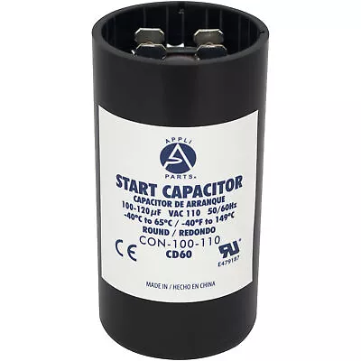 Appli Parts Motor Start Capacitor 100-120 Mfd (microfarads) UF 110-125 VAC Unive • $13.80