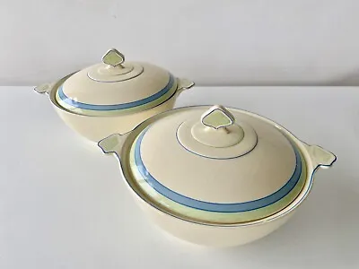 Art Deco Newhall 'Nirvana Shape' Ceramic Serving Dishes  With Domed Lids  X 2 • £50