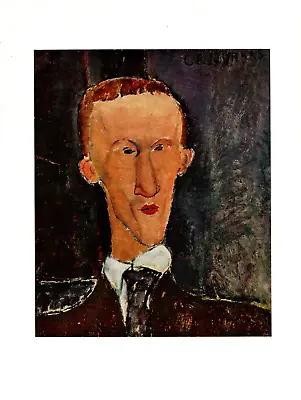 1970 Vintage MODIGLIANI  PORTRAIT OF BLAISE CENDRARS  COLOR Offset Lithograph • $6