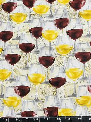Tina Scrap 10 X13  Red & White Grape Wine Glass Cork Grapes Cotton Fabric • $2.69