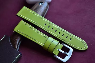 Handmade Premium Leather Watch Band  Watch Strap Wristwatch Band Pistachio Color • £56.89