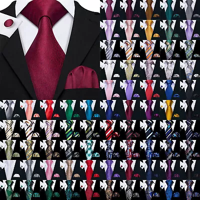 £9.99 • Buy Men's Tie Silk Classic Wedding Necktie And Pocket Square Cufflinks Set Paisley