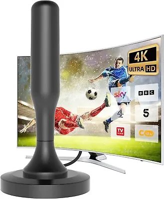 Indoor TV Aerial 360° Reception & Strong Magnetic Base Freeview Aerial Long R • £9