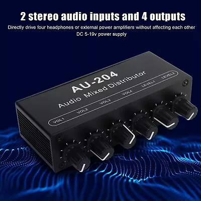 Stereo Audio Splitter Box Preamplifier Headphone Amplifier 2 Way & 4 Way 3.5mm • £26.04