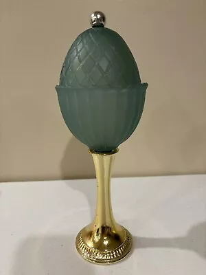 Vintage Avon Rare Regence Teal Satin Glass W/lid -gold Color Stem - No Box • $14.99