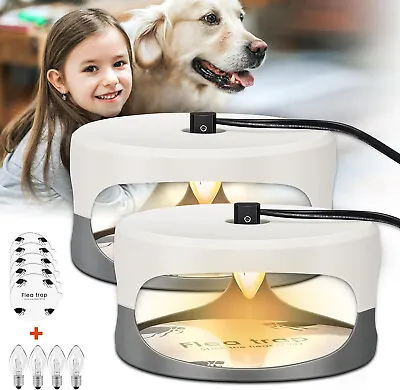 1/2x Electric Flea Trap Killer Lamp Home Pest Flea Control Sticky Pad + Bulbs • £11.39