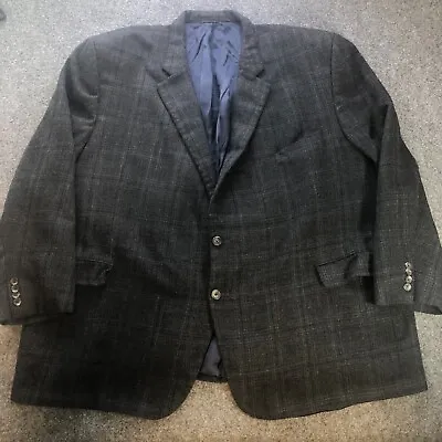 Jack Victor Mens Jacket 56 R Gray Blue Plaid Wool Alpaca Blazer Work • $65