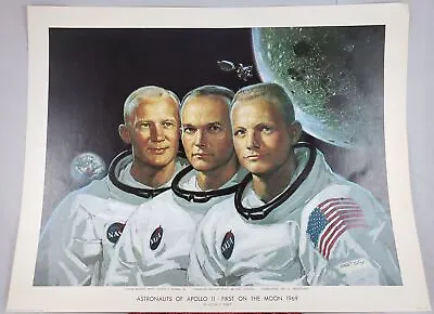 Vtg Astronauts Of Apollo 11 - First On The Moon 1969 Lithograph NASA Collectible • $22